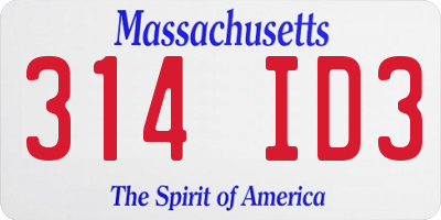 MA license plate 314ID3