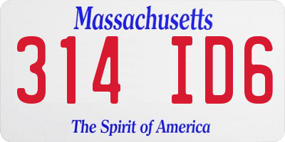 MA license plate 314ID6
