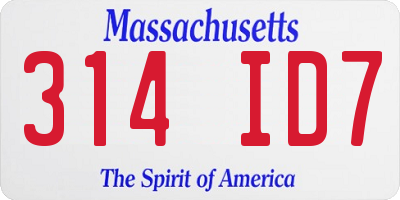 MA license plate 314ID7