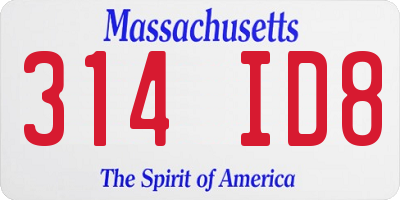 MA license plate 314ID8