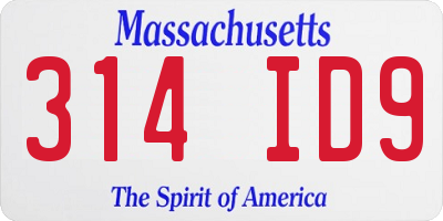 MA license plate 314ID9