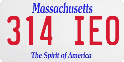 MA license plate 314IE0