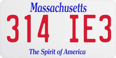 MA license plate 314IE3