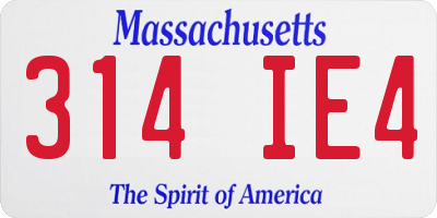 MA license plate 314IE4