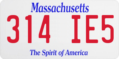 MA license plate 314IE5