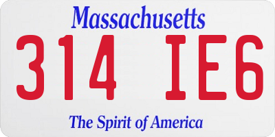 MA license plate 314IE6
