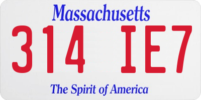 MA license plate 314IE7