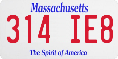 MA license plate 314IE8