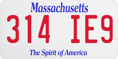MA license plate 314IE9