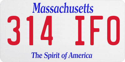 MA license plate 314IF0