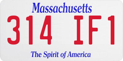 MA license plate 314IF1
