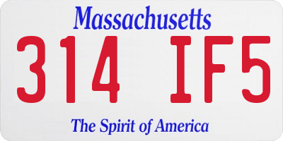 MA license plate 314IF5