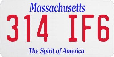 MA license plate 314IF6