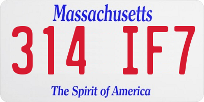 MA license plate 314IF7