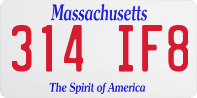 MA license plate 314IF8