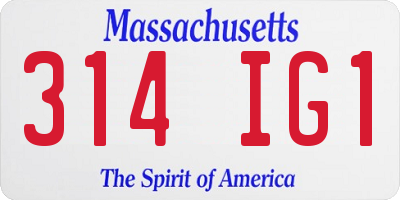 MA license plate 314IG1