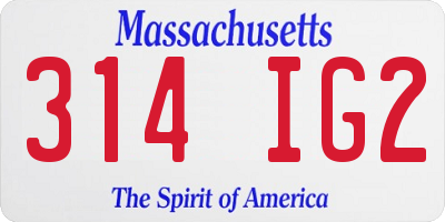 MA license plate 314IG2