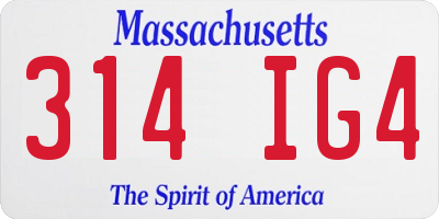 MA license plate 314IG4