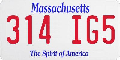 MA license plate 314IG5