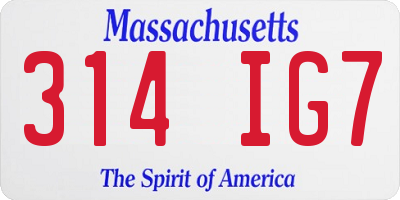 MA license plate 314IG7
