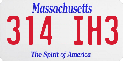 MA license plate 314IH3