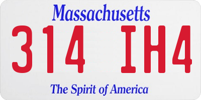 MA license plate 314IH4