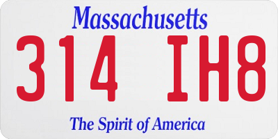MA license plate 314IH8