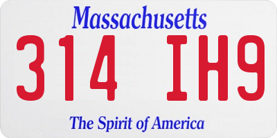 MA license plate 314IH9