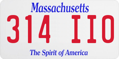 MA license plate 314II0