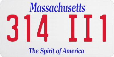 MA license plate 314II1