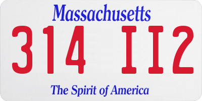 MA license plate 314II2