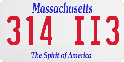MA license plate 314II3