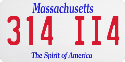 MA license plate 314II4