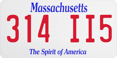 MA license plate 314II5