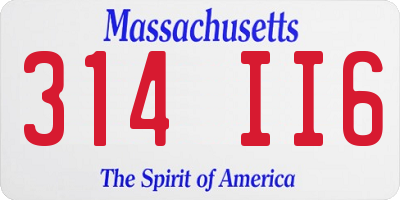 MA license plate 314II6