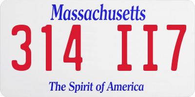 MA license plate 314II7