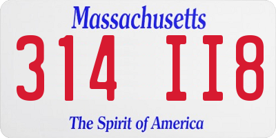 MA license plate 314II8