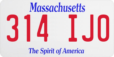 MA license plate 314IJ0