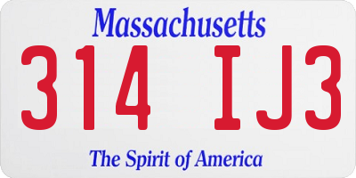 MA license plate 314IJ3