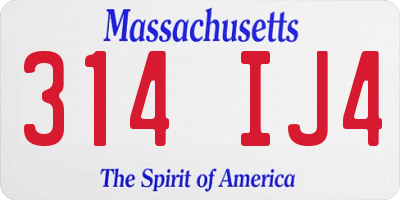 MA license plate 314IJ4