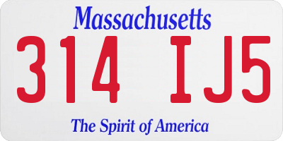 MA license plate 314IJ5