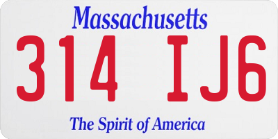MA license plate 314IJ6
