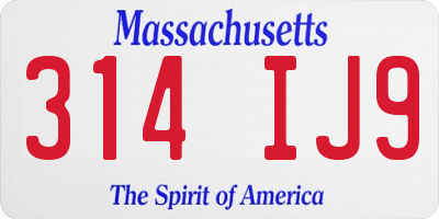 MA license plate 314IJ9