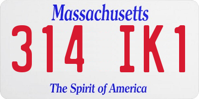 MA license plate 314IK1