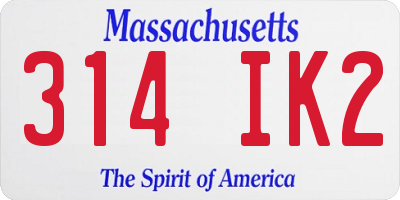 MA license plate 314IK2