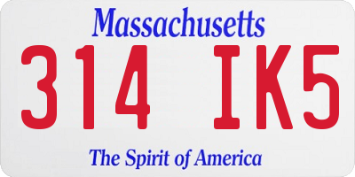 MA license plate 314IK5