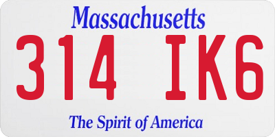 MA license plate 314IK6