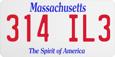 MA license plate 314IL3