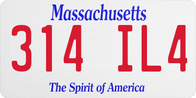 MA license plate 314IL4