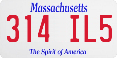 MA license plate 314IL5